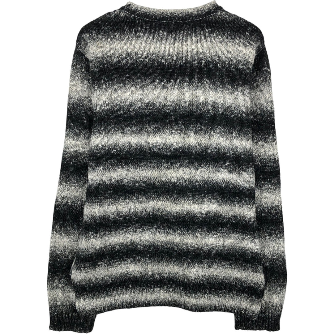 Dockers striped pattern cotton knit sweater, men's size L (equivalent), crew neck. cotton black type Vintage Second Hand