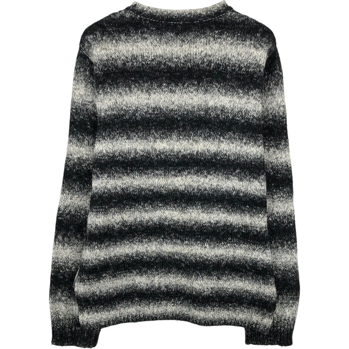 Dockers striped pattern cotton knit sweater, men's size L (equivalent), crew neck. cotton black type Vintage Second Hand