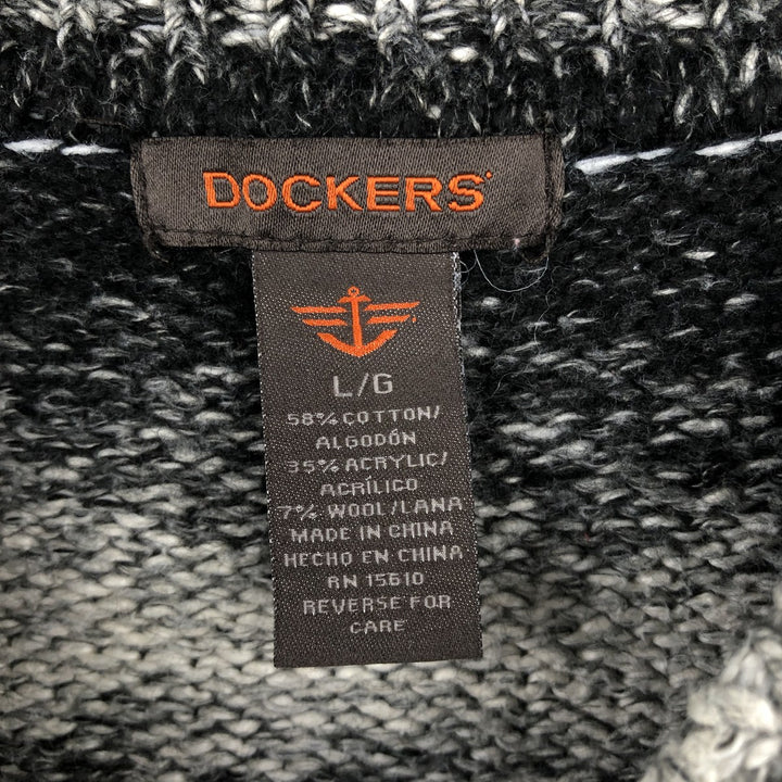 Dockers striped pattern cotton knit sweater, men's size L (equivalent), crew neck. cotton black type Vintage Second Hand