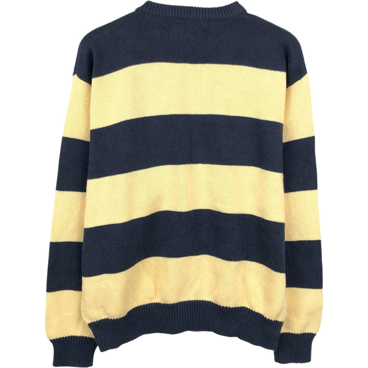 Craft and Barrow Border Pattern Cotton Knit Sweater, Men's Size L cotton unbleached Vintage Second Hand