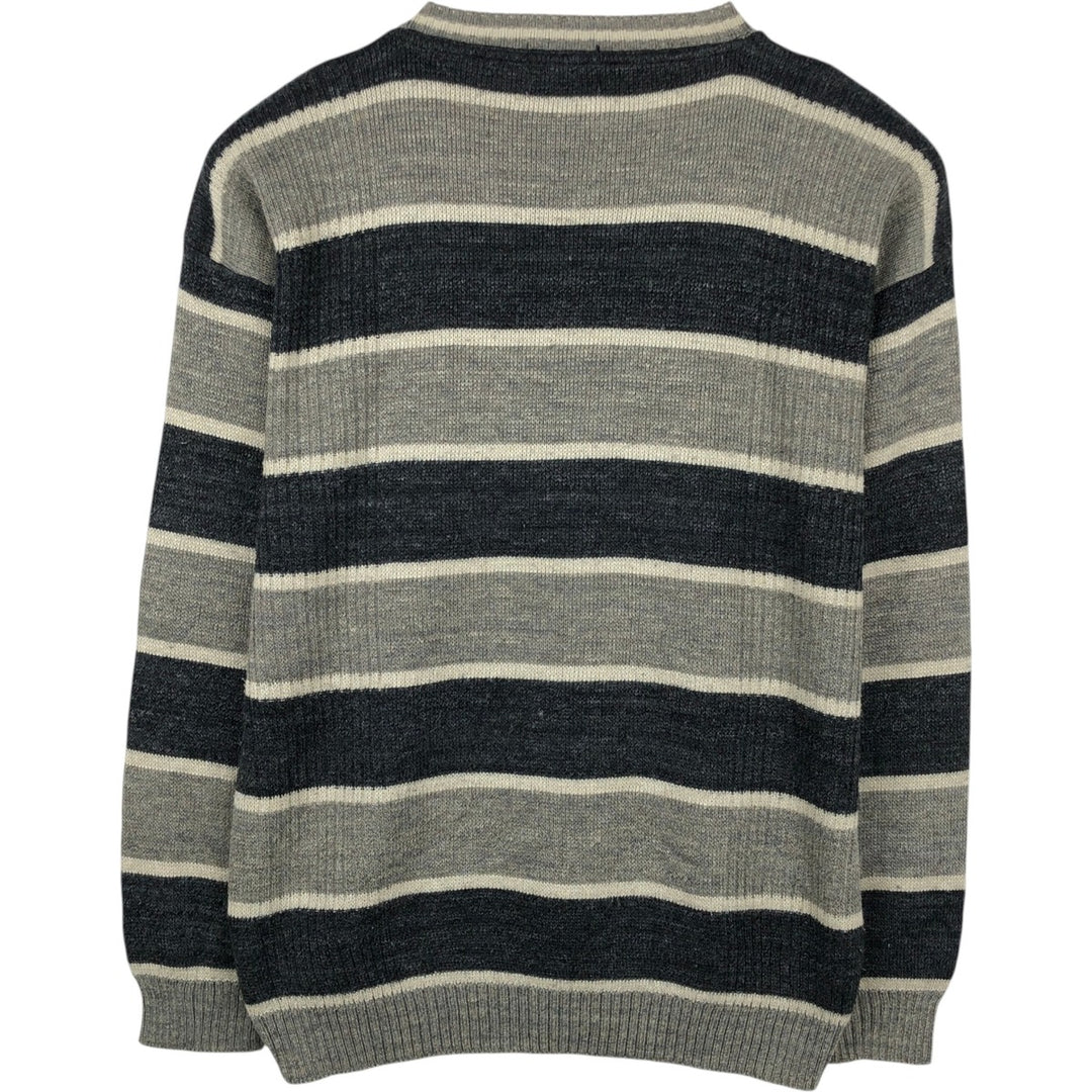Protege Border Pattern Acrylic Knit Sweater, Made in USA, Men's Size L (approx.) acrylic gray type Vintage Second Hand