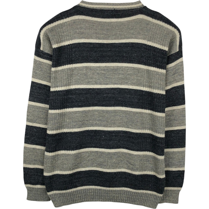 Protege Border Pattern Acrylic Knit Sweater, Made in USA, Men's Size L (approx.) acrylic gray type Vintage Second Hand