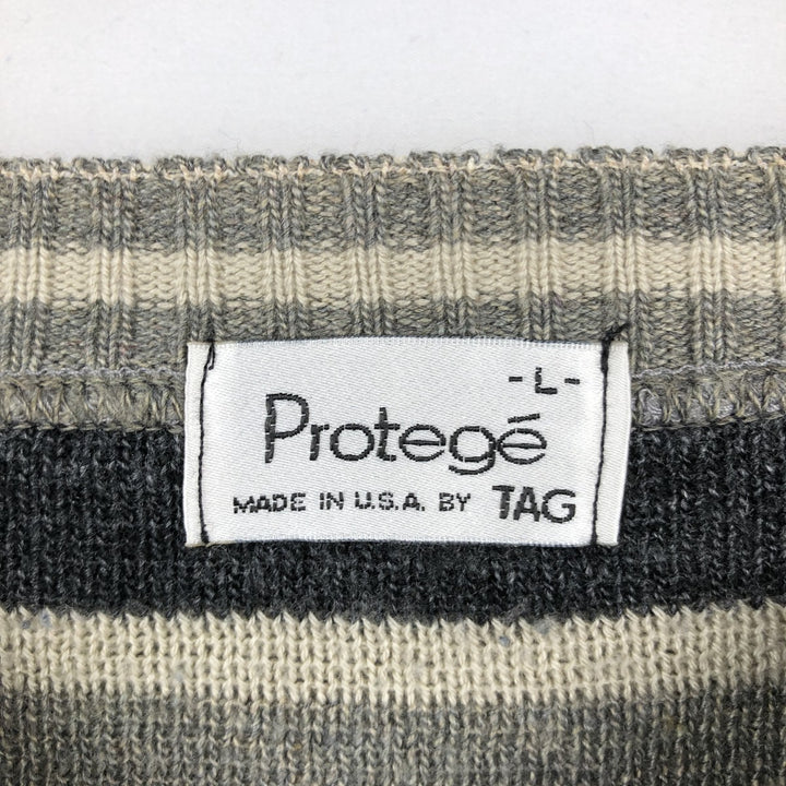 Protege Border Pattern Acrylic Knit Sweater, Made in USA, Men's Size L (approx.) acrylic gray type Vintage Second Hand