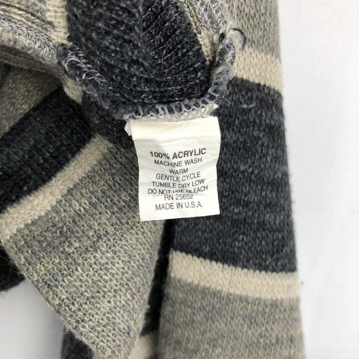 Protege Border Pattern Acrylic Knit Sweater, Made in USA, Men's Size L (approx.) acrylic gray type Vintage Second Hand