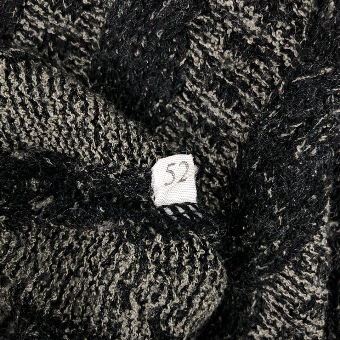 Big Size Tino Tinti Stripe Pattern Cable Knit V-Neck Sweater (Men's XXXL equivalent) unclear black type Vintage Second Hand