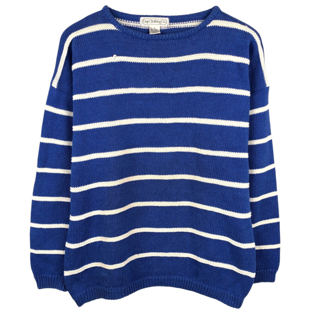 80'S GAP Old Gap Striped Pattern Ramie x Cotton Knit Sweater, Men's Size M (approx.) Vintage Lamy blue type Vintage Second Hand
