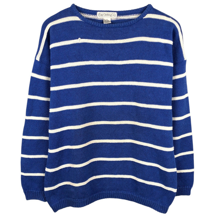 80'S GAP Old Gap Striped Pattern Ramie x Cotton Knit Sweater, Men's Size M (approx.) Vintage Lamy blue type Vintage Second Hand