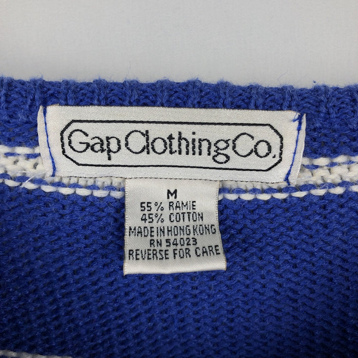 80'S GAP Old Gap Striped Pattern Ramie x Cotton Knit Sweater, Men's Size M (approx.) Vintage Lamy blue type Vintage Second Hand
