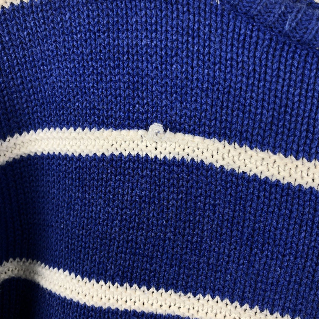 80'S GAP Old Gap Striped Pattern Ramie x Cotton Knit Sweater, Men's Size M (approx.) Vintage Lamy blue type Vintage Second Hand