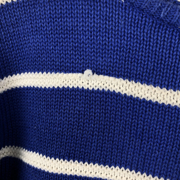80'S GAP Old Gap Striped Pattern Ramie x Cotton Knit Sweater, Men's Size M (approx.) Vintage Lamy blue type Vintage Second Hand