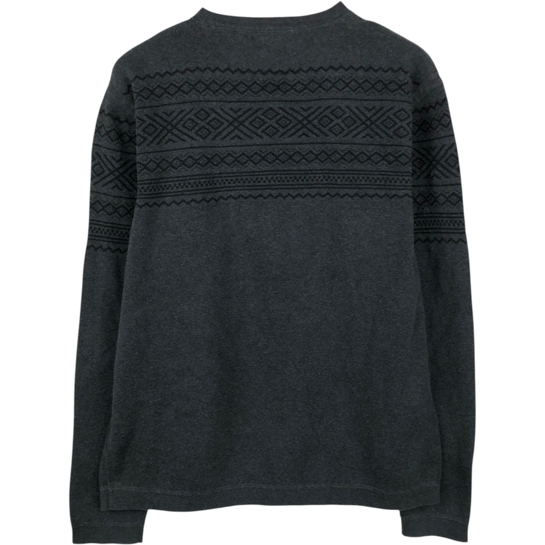Eddie Bauer Native Pattern Cotton Knit Sweater, Made in England, Men's Size L (approx.) cotton gray type Vintage Second Hand