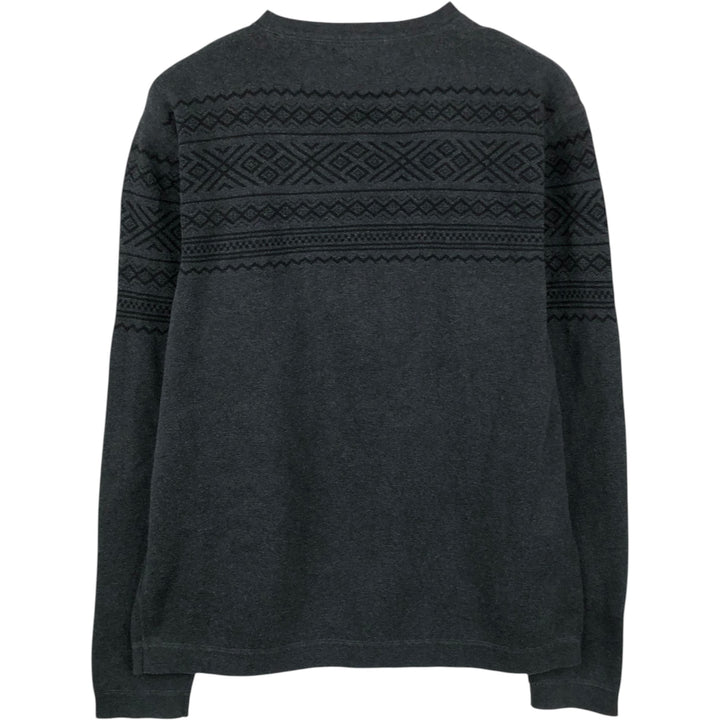 Eddie Bauer Native Pattern Cotton Knit Sweater, Made in England, Men's Size L (approx.) cotton gray type Vintage Second Hand