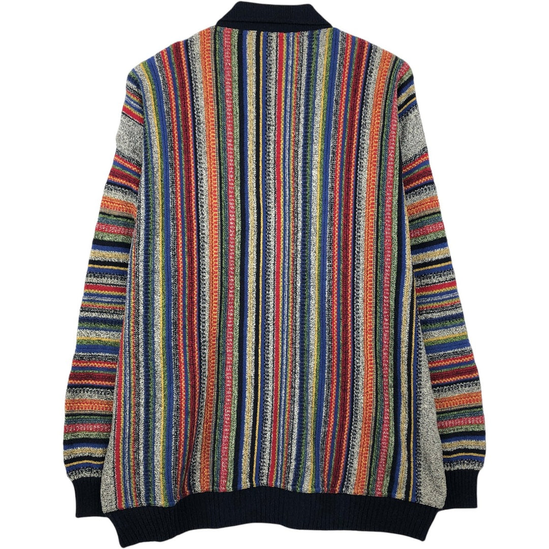 Pierre Monee all-over print 3D knit polo sweater, made in Italy, men's size equivalent to XXXL (oversized). silk red type Vintage Second Hand