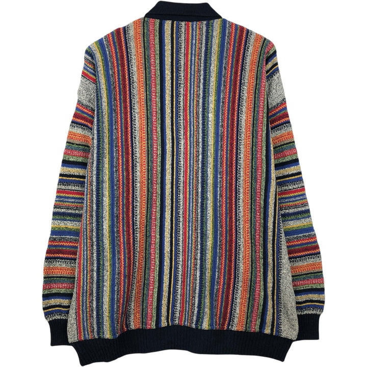 Pierre Monee all-over print 3D knit polo sweater, made in Italy, men's size equivalent to XXXL (oversized). silk red type Vintage Second Hand