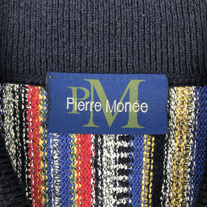 Pierre Monee all-over print 3D knit polo sweater, made in Italy, men's size equivalent to XXXL (oversized). silk red type Vintage Second Hand