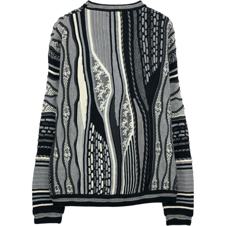 Protege Collection All-over print 3D knit sweater, Made in USA, Men's XL equivalent. acrylic gray type Vintage Second Hand