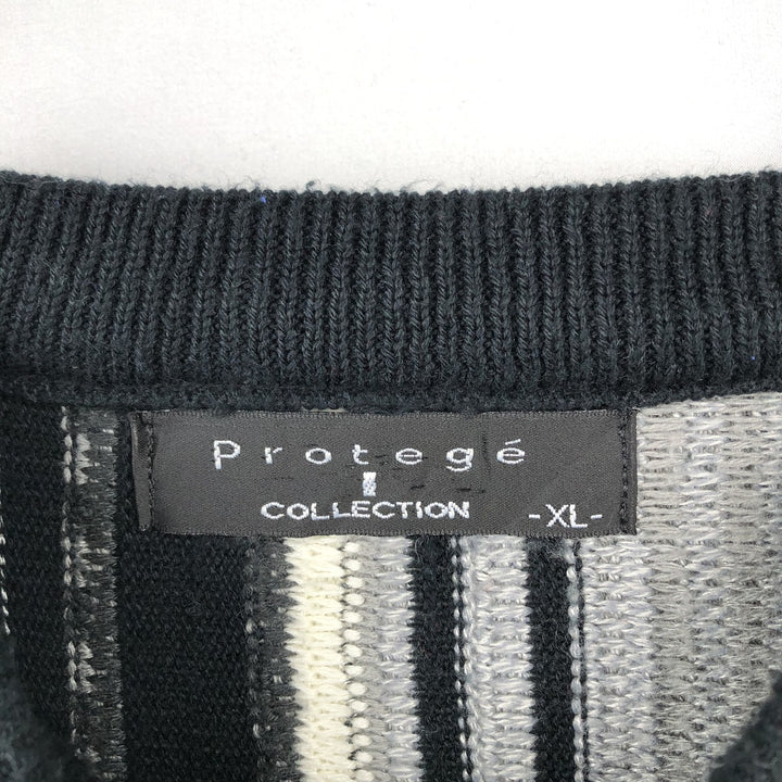 Protege Collection All-over print 3D knit sweater, Made in USA, Men's XL equivalent. acrylic gray type Vintage Second Hand