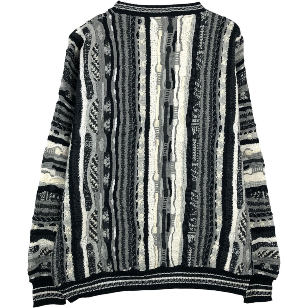 Protege COLLECTION All-over print 3D knit sweater, Made in USA, Men's XL equivalent. acrylic gray type Vintage Second Hand