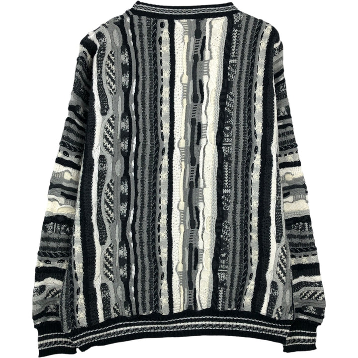 Protege COLLECTION All-over print 3D knit sweater, Made in USA, Men's XL equivalent. acrylic gray type Vintage Second Hand
