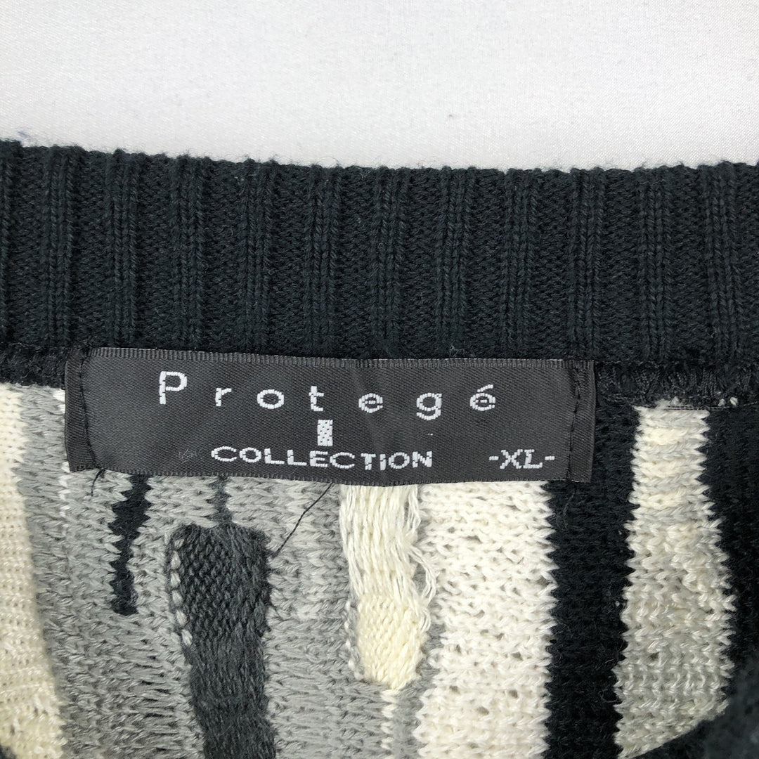 Protege COLLECTION All-over print 3D knit sweater, Made in USA, Men's XL equivalent. acrylic gray type Vintage Second Hand