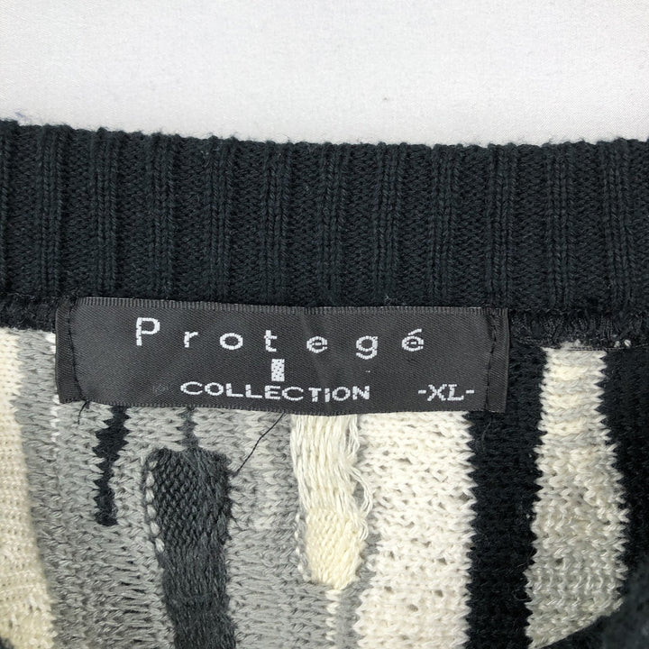Protege COLLECTION All-over print 3D knit sweater, Made in USA, Men's XL equivalent. acrylic gray type Vintage Second Hand