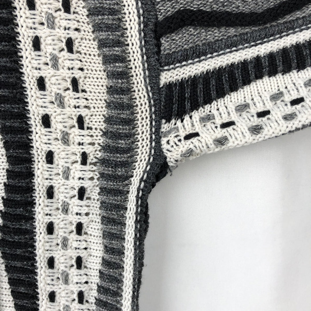 ~90'S LAVANE NEW YORK all-over print 3D knit sweater, made in USA, men's size S equivalent, vintage. acrylic white type Vintage Second Hand