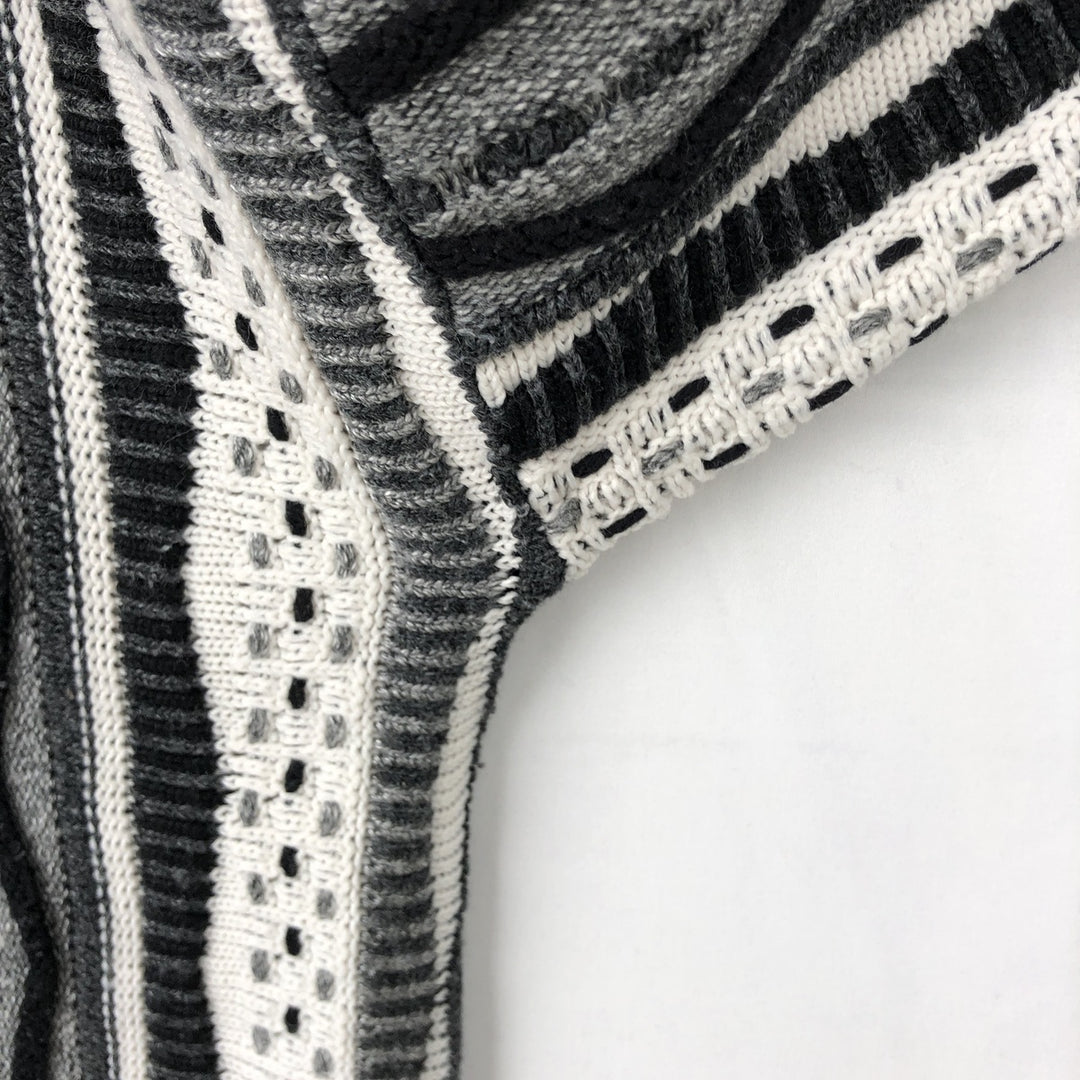 ~90'S LAVANE NEW YORK all-over print 3D knit sweater, made in USA, men's size S equivalent, vintage. acrylic white type Vintage Second Hand