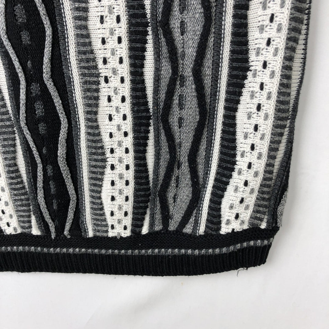 ~90'S LAVANE NEW YORK all-over print 3D knit sweater, made in USA, men's size S equivalent, vintage. acrylic white type Vintage Second Hand