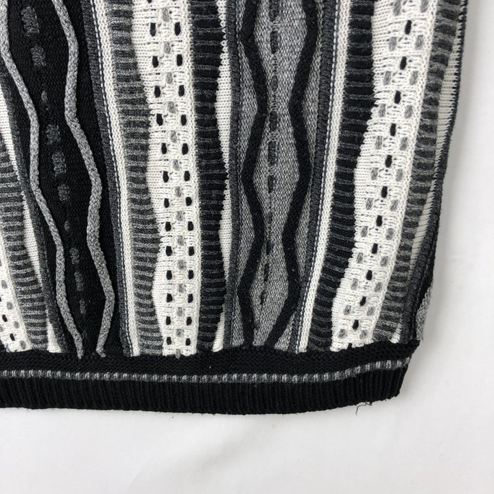 ~90'S LAVANE NEW YORK all-over print 3D knit sweater, made in USA, men's size S equivalent, vintage. acrylic white type Vintage Second Hand