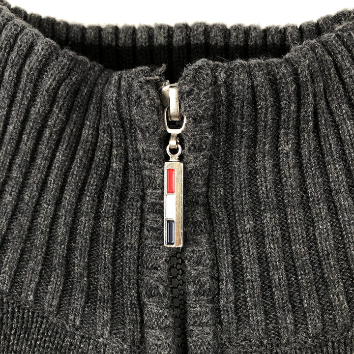 Tommy Hilfiger Striped Pattern Cotton Knit Half-Zip Sweater, Men's Size XL cotton black type Vintage Second Hand