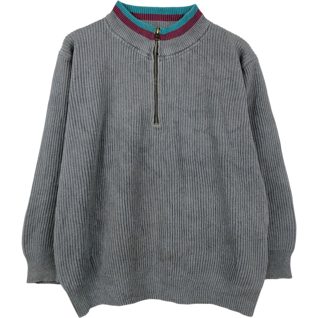 1990'S Eddie Bauer Rib-Knit Cotton Half-Zip Sweater, Men's Size XL (Vintage) unclear gray type Vintage Second Hand