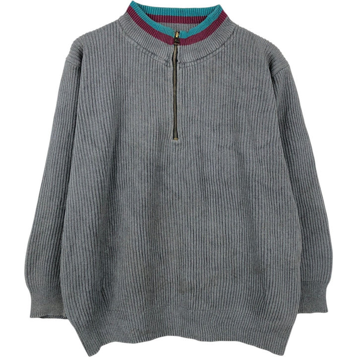 1990'S Eddie Bauer Rib-Knit Cotton Half-Zip Sweater, Men's Size XL (Vintage) unclear gray type Vintage Second Hand