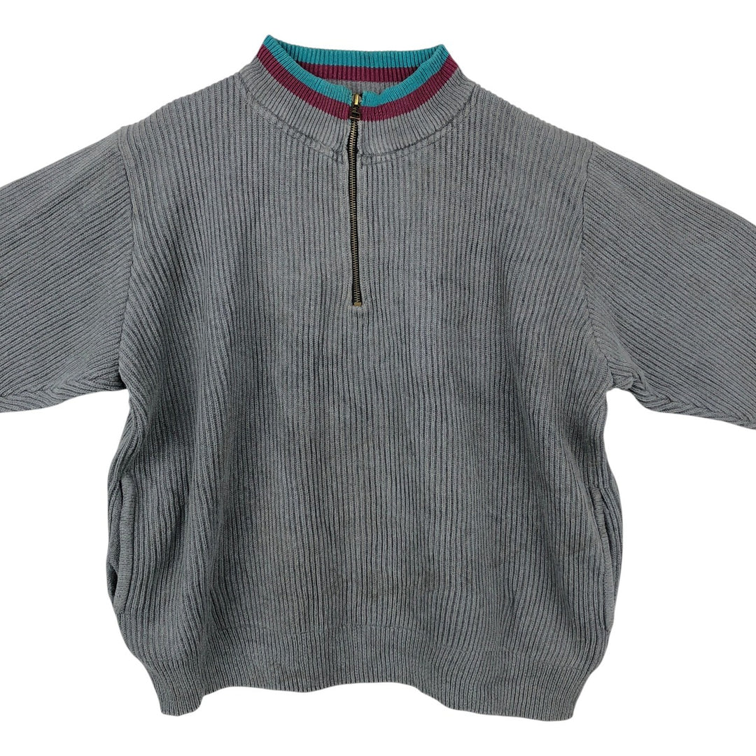 1990'S Eddie Bauer Rib-Knit Cotton Half-Zip Sweater, Men's Size XL (Vintage) unclear gray type Vintage Second Hand
