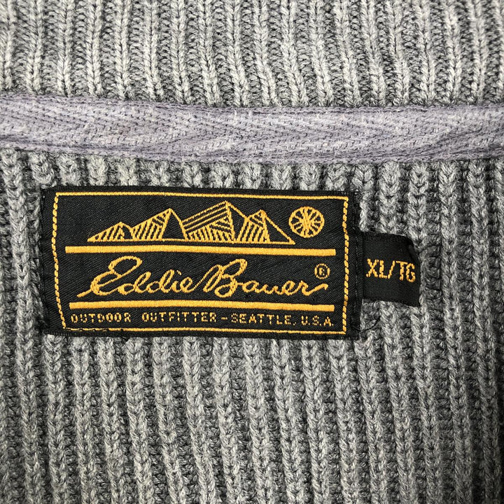 1990'S Eddie Bauer Rib-Knit Cotton Half-Zip Sweater, Men's Size XL (Vintage) unclear gray type Vintage Second Hand