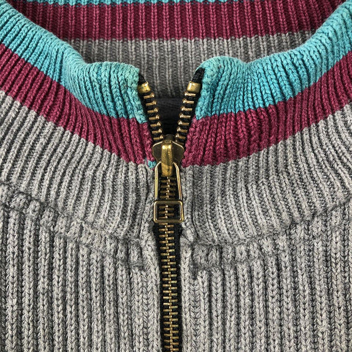 1990'S Eddie Bauer Rib-Knit Cotton Half-Zip Sweater, Men's Size XL (Vintage) unclear gray type Vintage Second Hand