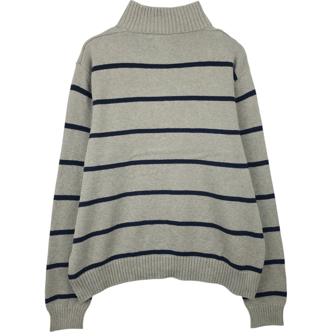 Ralph Lauren POLO by Ralph Lauren Striped Pattern Cotton Knit Half-Zip Sweater, Men's XXL equivalent. cotton gray type Vintage Second Hand