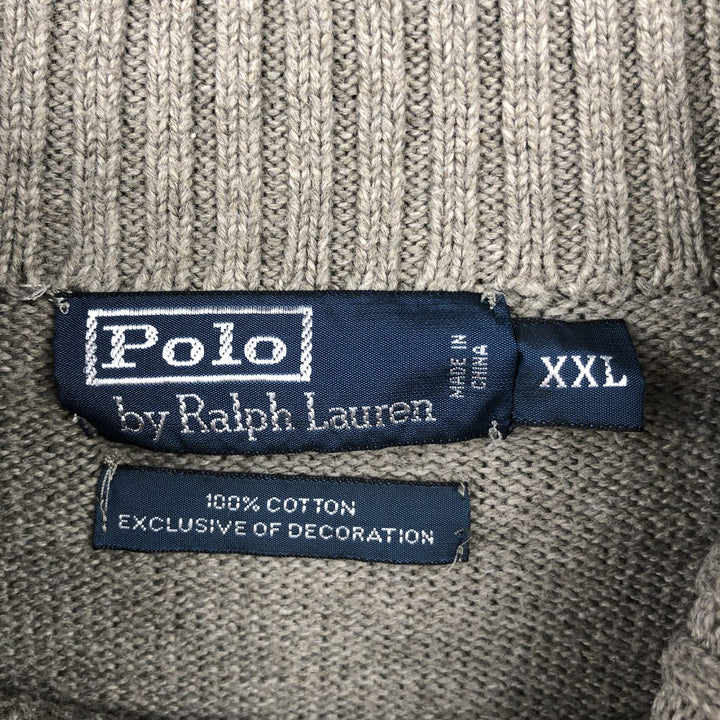 Ralph Lauren POLO by Ralph Lauren Striped Pattern Cotton Knit Half-Zip Sweater, Men's XXL equivalent. cotton gray type Vintage Second Hand