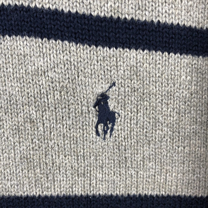 Ralph Lauren POLO by Ralph Lauren Striped Pattern Cotton Knit Half-Zip Sweater, Men's XXL equivalent. cotton gray type Vintage Second Hand