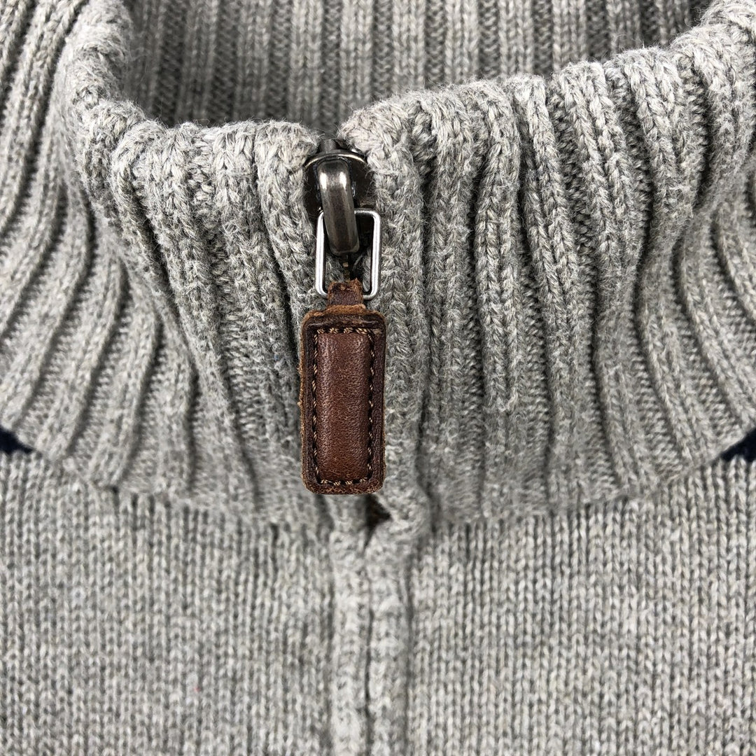 Ralph Lauren POLO by Ralph Lauren Striped Pattern Cotton Knit Half-Zip Sweater, Men's XXL equivalent. cotton gray type Vintage Second Hand