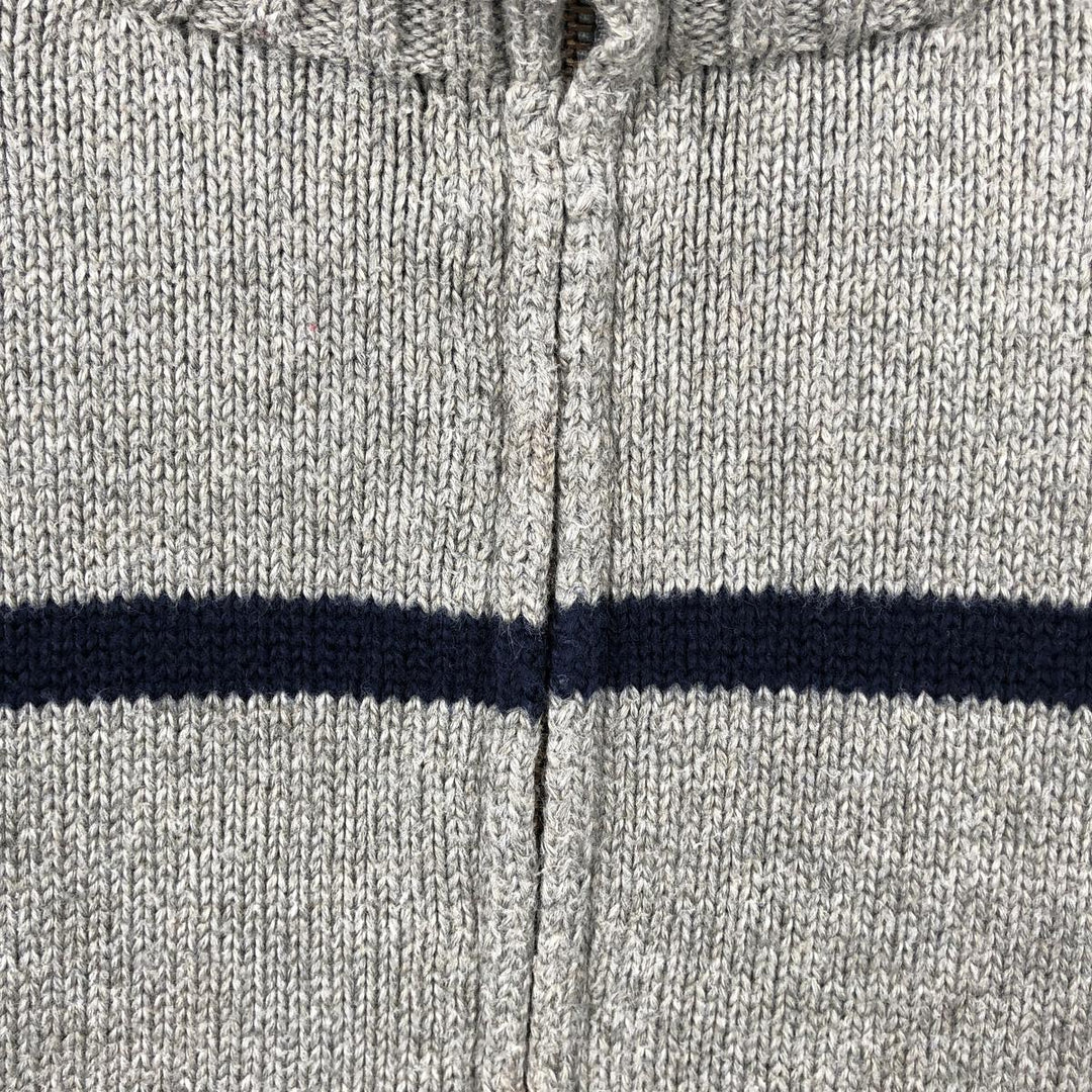 Ralph Lauren POLO by Ralph Lauren Striped Pattern Cotton Knit Half-Zip Sweater, Men's XXL equivalent. cotton gray type Vintage Second Hand