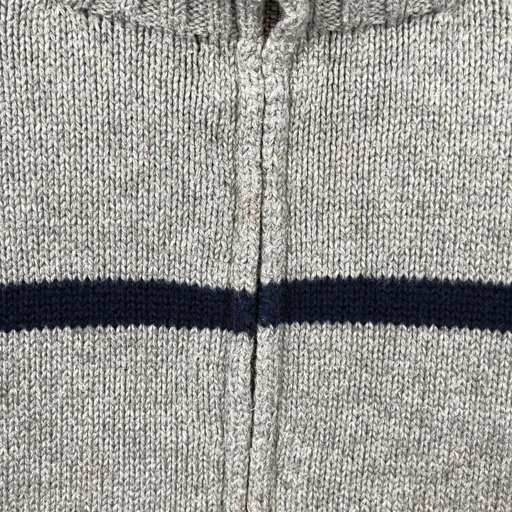Ralph Lauren POLO by Ralph Lauren Striped Pattern Cotton Knit Half-Zip Sweater, Men's XXL equivalent. cotton gray type Vintage Second Hand