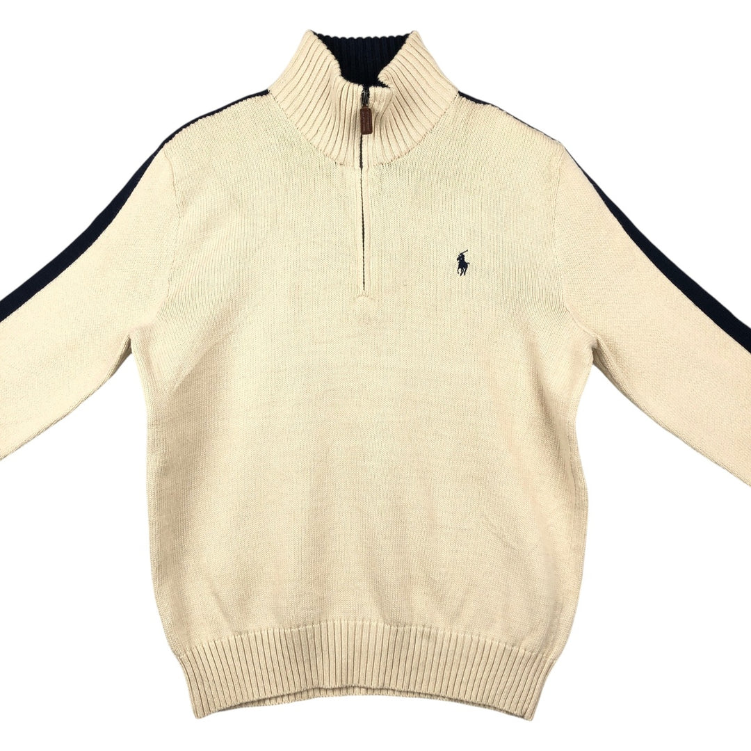 Ralph Lauren POLO by Ralph Lauren Cotton Knit Half Zip Sweater Men's S cotton pale white type Vintage Second Hand