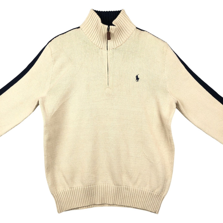Ralph Lauren POLO by Ralph Lauren Cotton Knit Half Zip Sweater Men's S cotton pale white type Vintage Second Hand