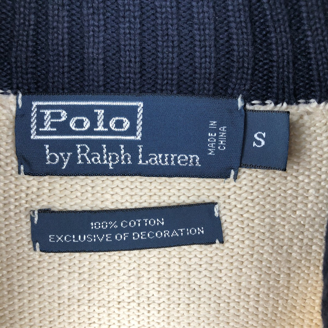 Ralph Lauren POLO by Ralph Lauren Cotton Knit Half Zip Sweater Men's S cotton pale white type Vintage Second Hand