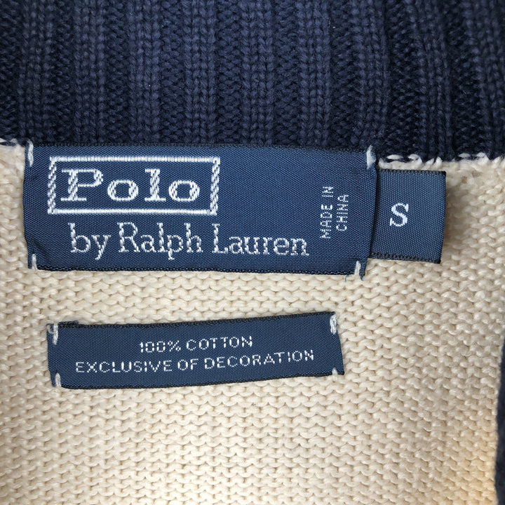 Ralph Lauren POLO by Ralph Lauren Cotton Knit Half Zip Sweater Men's S cotton pale white type Vintage Second Hand