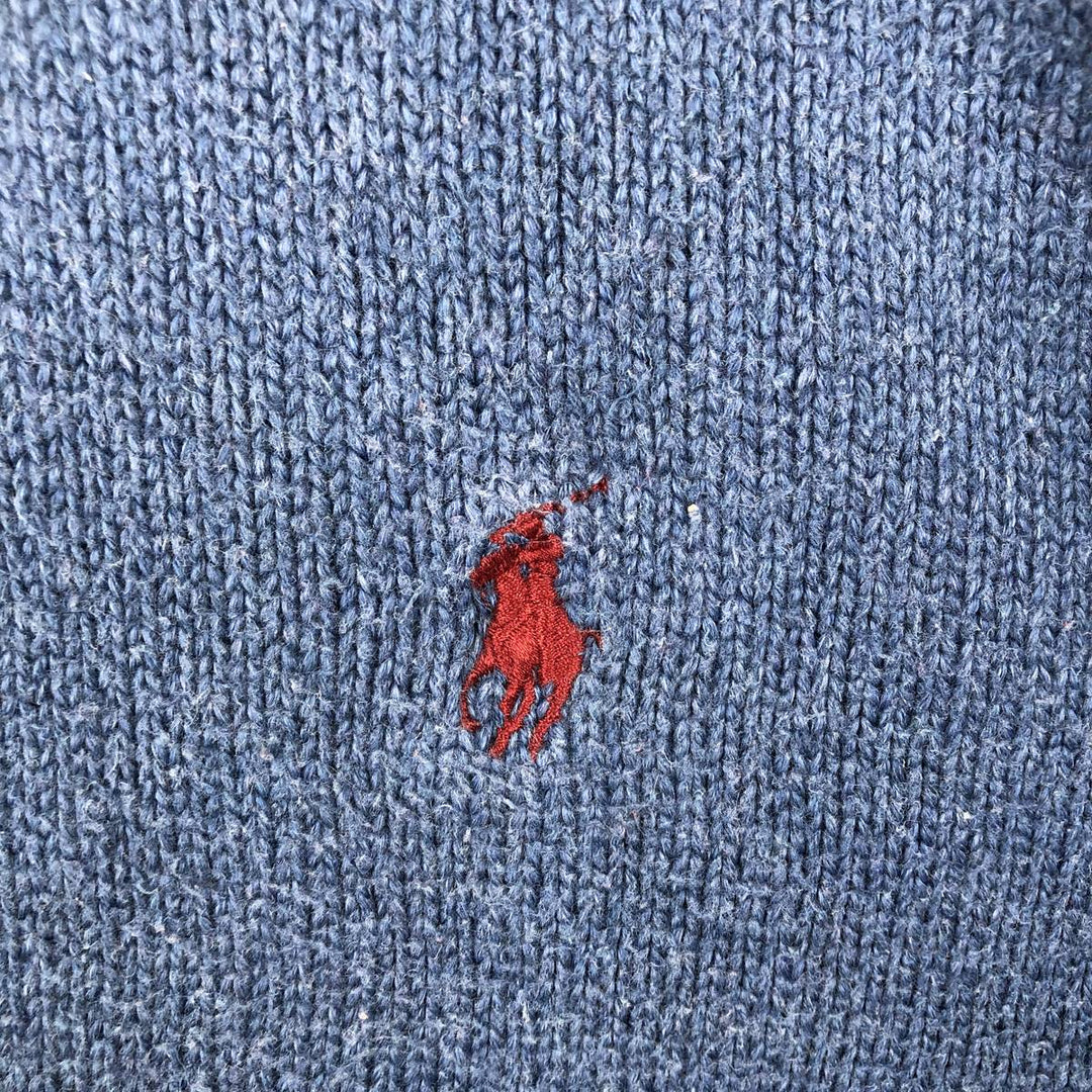 Ralph Lauren POLO by Ralph Lauren Cotton Knit Half Zip Sweater Men's L size cotton blue type Vintage Second Hand