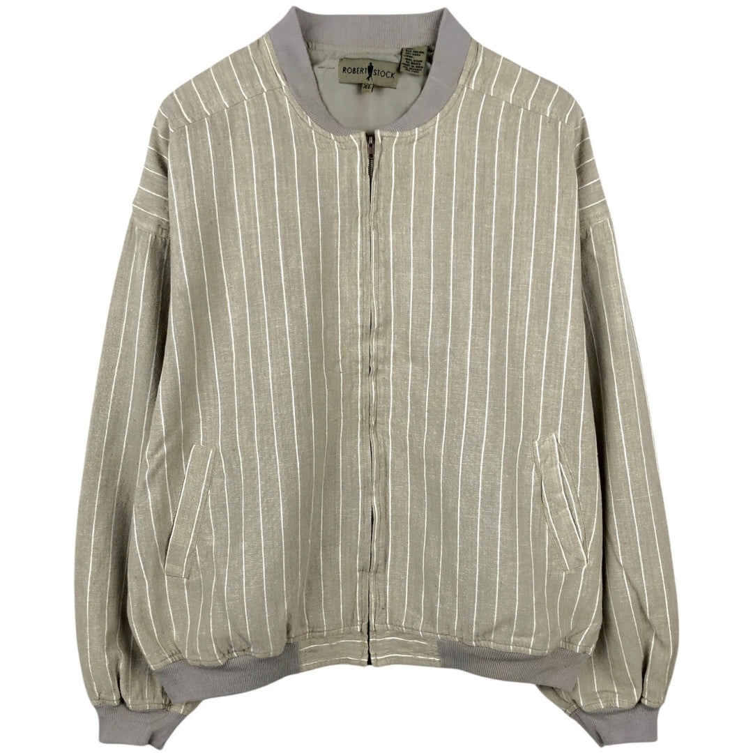 90'S ROBERT STOCK Stripe Pattern Cotton Blouson, Men's XL (approx.), Vintage cotton Beige type Vintage Second Hand