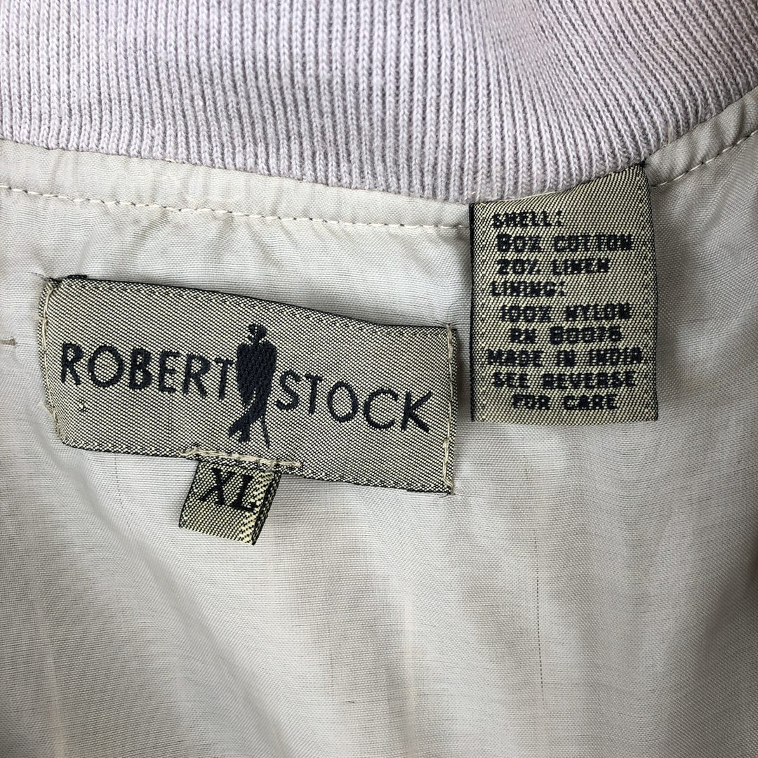 90'S ROBERT STOCK Stripe Pattern Cotton Blouson, Men's XL (approx.), Vintage cotton Beige type Vintage Second Hand