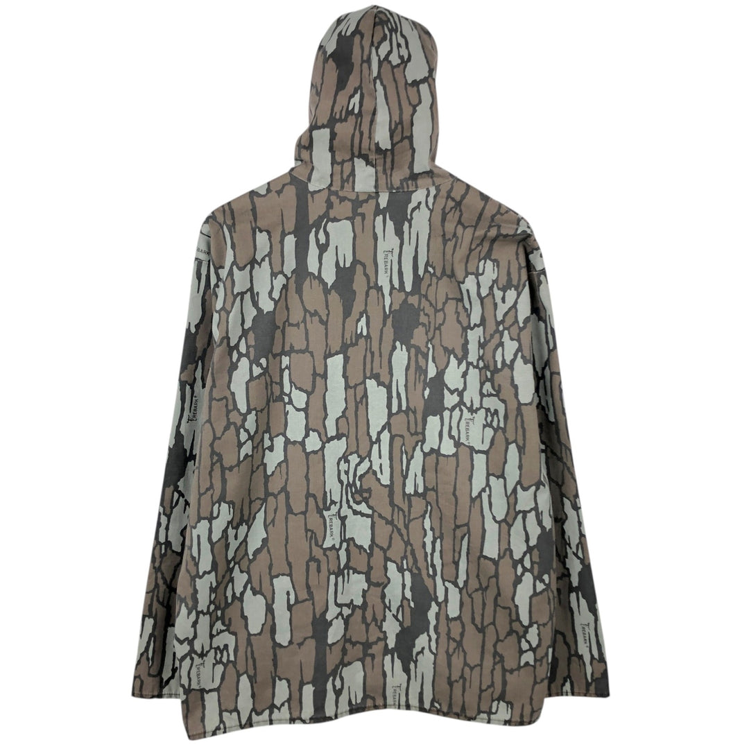 Camouflage pattern Treebark camo hooded jacket, made in USA, men's size XL equivalent, vintage. polyester gray type Vintage Second Hand