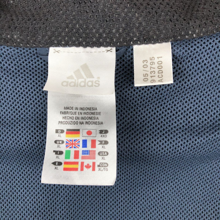 2000'S Adidas windbreaker with reflectors, men's size XL (approx.) polyester navy blue type Vintage Second Hand